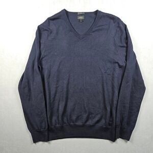 J.Crew Merino Wool Sweater Mens Large Navy Blue Slim Fit V-Neck Lightweight